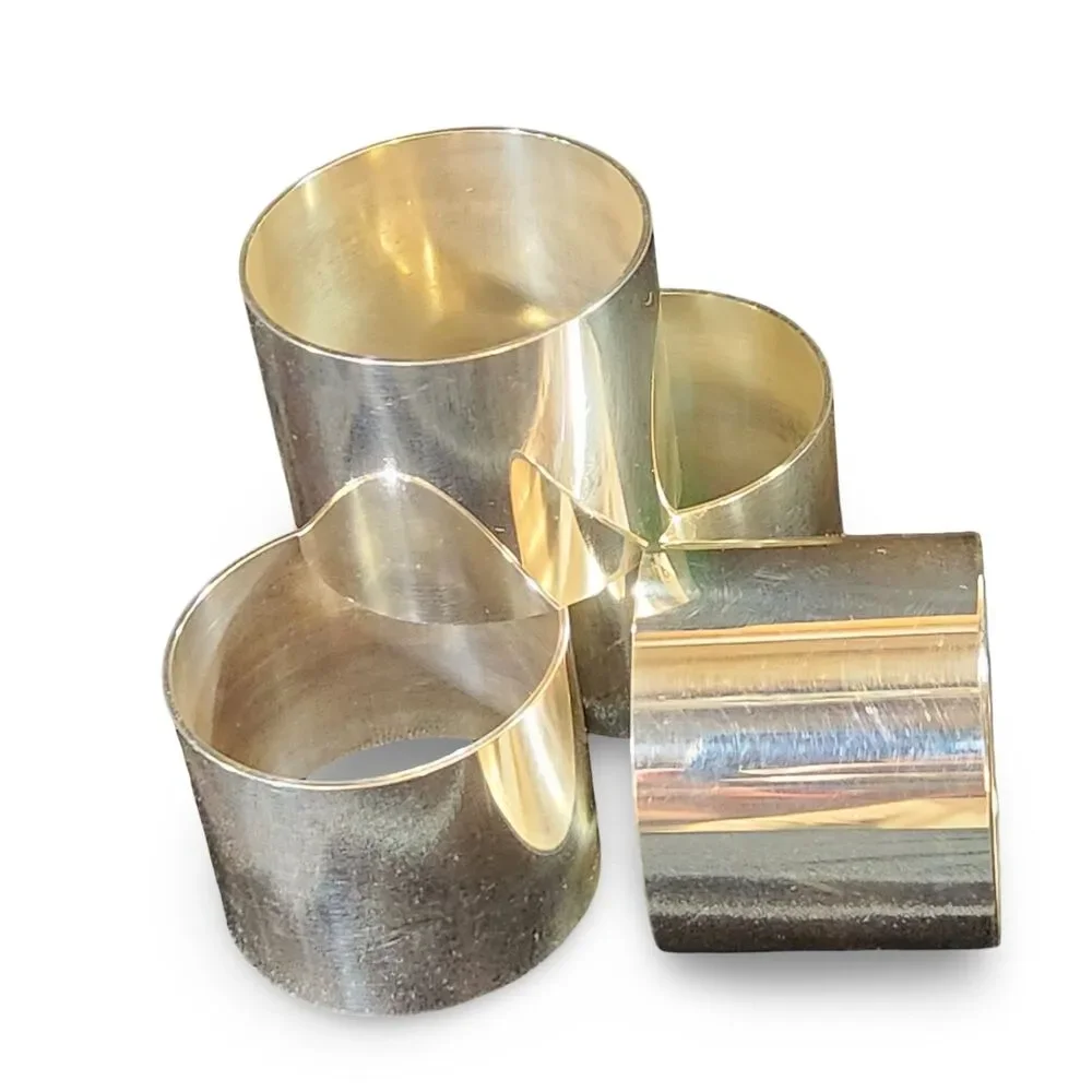 Danish Silver Napkin Holders Set of 4 Minimalist Scandinavian Modern Denmark
